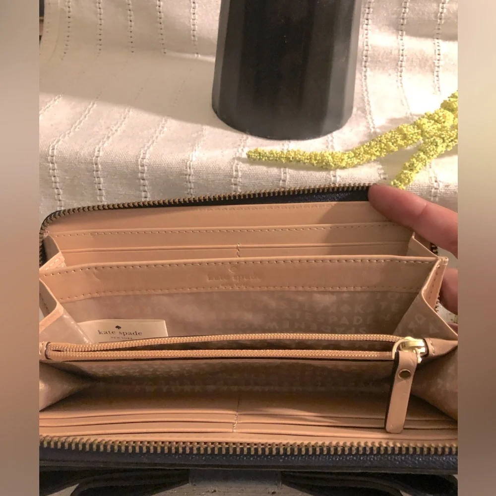 Kate spade blue ostrich leather long wallet. - Picture 3 of 5